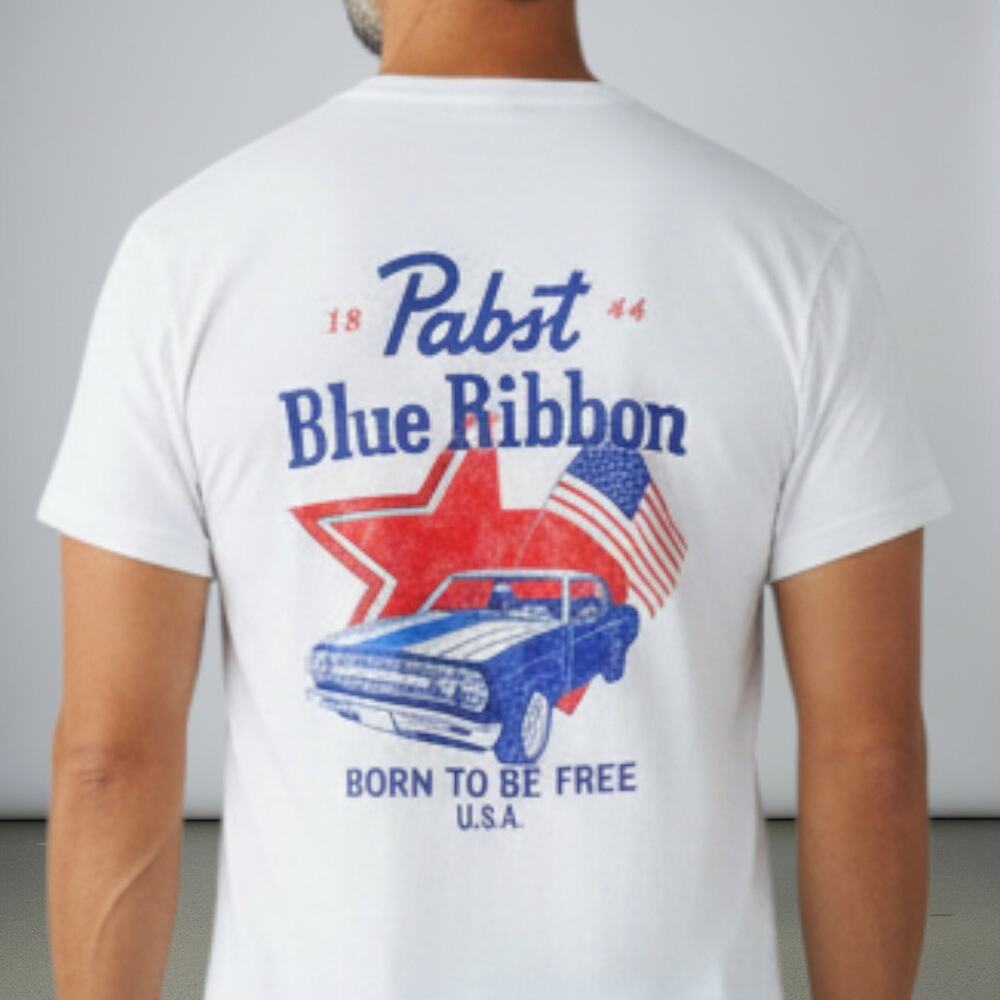 Pabst Blue Ribbon "Born To Be Free USA" shirt, Size- medium